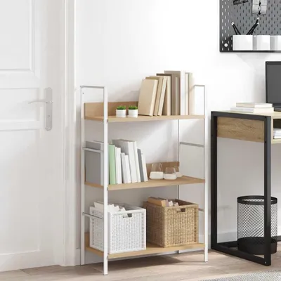 Produktbild von VidaXL 288221, Eiche, Weiß, 3 Regale, Stahl, Holz, 15 kg, 45 kg