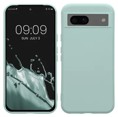 Produktbild von kwmobile Hülle kompatibel mit Google Pixel 8a Hülle - gummierte TPU Silikon Handyhülle - Schutzhülle für kabelloses Laden - Case in Cool Mint