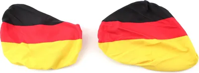 Produktbild von Fußball Fan Artikel Set Auto Spiegel Überzieher, Flagge schwarz rot gelb