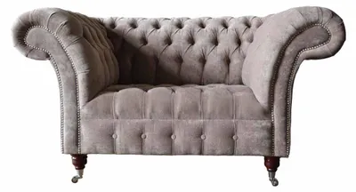 Zdjęcie produktu dla Sofa Chesterfield, jednoosobowa, luksusowa, tapicerowana tkaniną