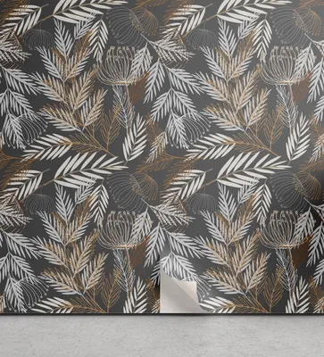 Zdjęcie produktu dla ABAKUHAUS Tapeta zmywalna i samoprzylepna do domu, nostalgiczna sztuka kwiatowa, samoprzylepny akcent do salonu lub kuchni, 33 cm x 250 cm, kolor brązowo-szary kokosowy