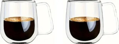 Immagine prodotto di Bicchieri termici a doppia parete RHP in set da 2/4/6 pezzi - bicchieri da caffè resistenti al calore con manico per cappuccino, latte macchiato e tè. Eleganti tazze da tè isolate per un piacere ottimale. set di 2 bicchieri da 250 ml