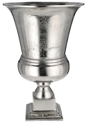 Produktbild von Amphore silber 30x43,5x14,5cm Aluminium Blumenvase Dekovase Vintage-Design Pokalvase Pflanzgefäß Vase