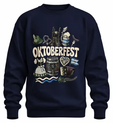 Produktbild von Bayern Tracht Lederhosen Trachtenshirt Volksfest Sweatshirt Pullover, Navy, 3XL