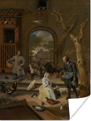 Produktbild von MuchoWow® Poster Der Geflügelhof - Jan Steen 120x160 cm - Wandbilder