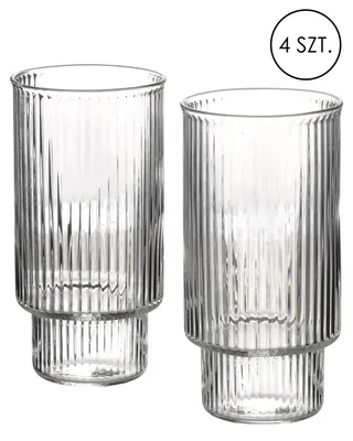 Image de Verres à boire en verre borosilicaté ALLESKEN Ella Stripes 7 x 5,6 x 14 cm, transparents, lot de 4
