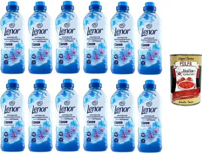 Produktbild von Lenor Ammorbidente Lavatrice Concentrato, Risveglio Primaverile,Weichspülerkonzentrat, Frühlingserwachen, 42 Wäschen, 12x 882 ml+ Italian Gourmet polpa 400g