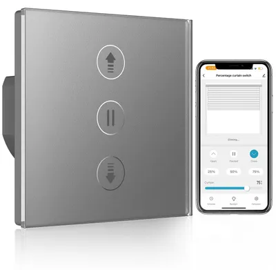 Rolloschalter mit Prozentfunktion, WLAN, Sprachsteuerung, Alexa-kompatibel, grau