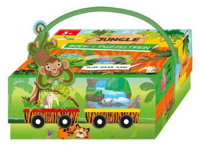 Image de Livre et train de jouets sur le thème de la jungle