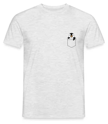 Produktbild von Spreadshirt Pinguin in Brusttasche Männer T-Shirt, XXL, Grau meliert