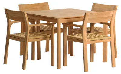 Produktbild von Gartenmöbelgarnitur aus Teakholz und Rattan für 4 Personen