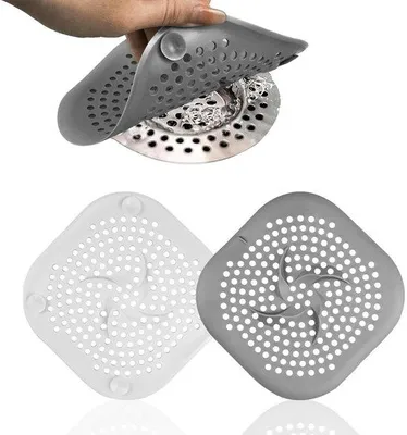 Produktbild von Silikonbadeabfluss 2-teilig, Haarwaschtrennmittel mit Ventilspritzdüse für Dusche, Badezimmerentwässerung, Gartenhoseausblendet, 2-teilig, weiß + grau.