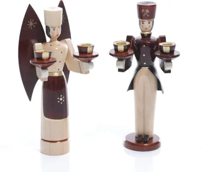 Produktbild von Weihnachtsfiguren Engel und Bergmann natur Höhe ca 15cm NEU