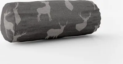 Produktbild von SCHÖNER LEBEN. Kissenhülle mit Hirschen grau hellgrau div. Größen Größe 15x40cm (ØxB) Nackenrolle 15x40cm (ØxB) Nackenrolle Größe