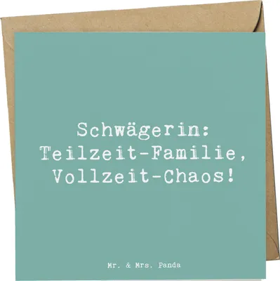 Produktbild von Mr. & Mrs. Panda Grußkarte Spruch Schwägerin Chaos - Meeresbrise - Geschenk, Familienmitglieder, Schwägerschaft, anlasskarte, Freude, Freundschaft, doppelkarte, Humor