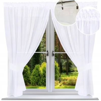Produktbild von Weiße Voile Gardine Vorhang glatt – elegante Fertiggardine für Fenster, lichtdurchlässig, pflegeleicht & universell zum Aufhängen