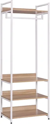 Obrázok produktu pre Stojan na oblečenie s tromi policami | Svetlý dub/biela farba | 40x60x170 cm