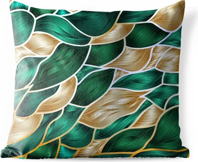 Produktbild von MuchoWow® Outdoor Kissen - Abstrakter Hintergrund mit Gold und Grün - 45x45 cm - Wetterfest - Lounge Kissen - Fotokissen - Dekoratives Kissen