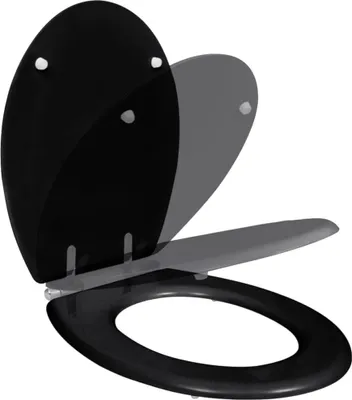Produktbild von vidaXL Toilettensitz MDF Deckel mit Absenkautomatik Design Schwarz