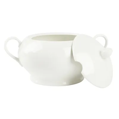 Zdjęcie produktu dla Porcelanowa waza do zupy 3L - miska do serwowania z serii BELLA biała - elegancka miska na zupę, sałatkę i owoce, można myć w zmywarce