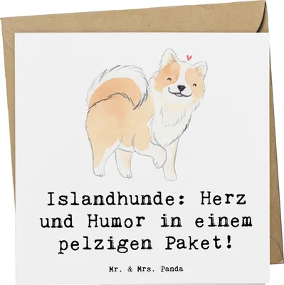 Produktbild von Mr. & Mrs. Panda Glückwunschkarte Islandhund Freude - Weiß - Geschenk, besondere Bindung, Klappkarte, Hunderassen, Grußkarte, aktive Hunde, Hundeliebhaber, charmante