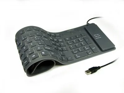 Produktbild von LogiLink Keyboard flexible waterproof, USB+PS/2, QWERTY, Schwarz, 1,5 m