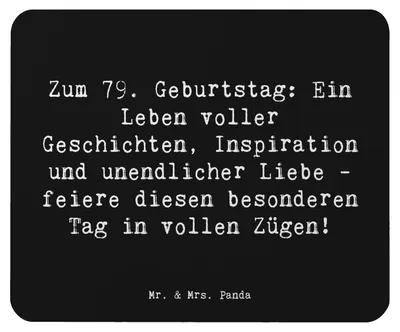 Produktbild von Mr. & Mrs. Panda Mousepad Spruch 79. Geburtstag - Schwarz - Geschenk, pc mauspad, Zukunft, Mouse Pad, Happy Birthday, Vergangenheit, Jubiläum, computer, Alter, mousematte
