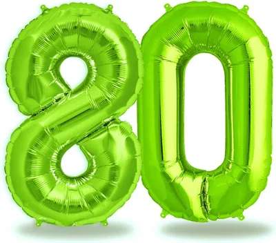 Zdjęcie produktu dla Balon foliowy w kształcie cyfry 80, zielony, 100 cm, do dekoracji na imprezy