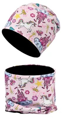 Produktbild von Kinder Beanie Mütze und Schlauchschal Set Baumwolle Vlies innen Herbst Frühling Winter für Jungen und Mädchen