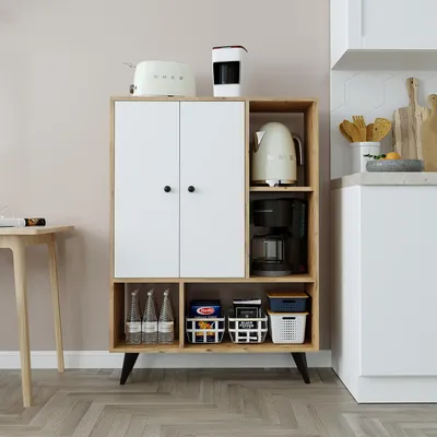 Produktbild von Roomart Mehrzweckschrank 90 cm breit, Weiß-Eiche