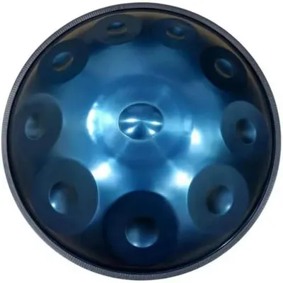 Produktbild von Blaue Handpan-Trommel aus Stahl mit 10 Tönen, Tasche und Zubehör