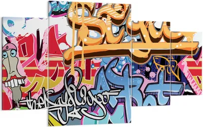 Produktbild von Bild auf Leinwand - Leinwandbild - Graffiti modern - 160x90cm - Wand Bild - Wanddeko - Wandbilder - Leinwanddruck - Bilder - Kunstdruck - Wanddekoration - Leinwand bilder - Wandkunst - DL160x90-3578