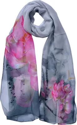 Produktbild von Clayre & Eef Gemusterter Damenschal 50x160 cm Grau Synthetisch