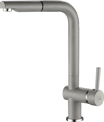 Obrázek produktu pro Designová dřezová baterie stojánková s výsuvným L-výtokem šedá žula