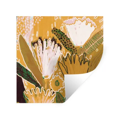Produktbild von MuchoWow® Wandtattoo Wandsticker Wandaufkleber Blumen - Gelb - Pflanzen 100x100 cm Selbstklebend und Repositionierbar - Wierderverwendbar - Selbstklebend