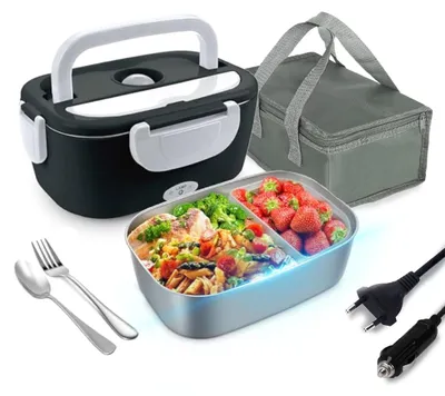 Elektrische Lunchbox 4-in-1, 1,5 l, Edelstahl, 60 W, inkl. Besteck