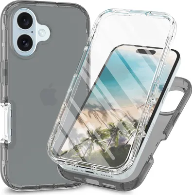 Produktbild von iPhone 16 Hülle, Bumper mit Eingebautem Displayschutz Komplettschutz Schutzhülle für iPhone 16 Grau