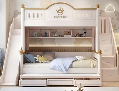 Produktbild von Holz Etagenbett Hochbett Weiß langlebiges Doppelstockbett für Kinderzimmer