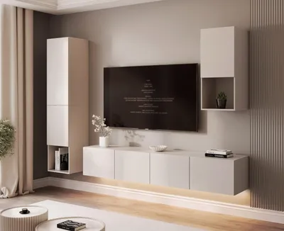 Produktbild von Hängende Wohnwand ANGEL LINE III mit LED-Beleuchtung Kaschmir