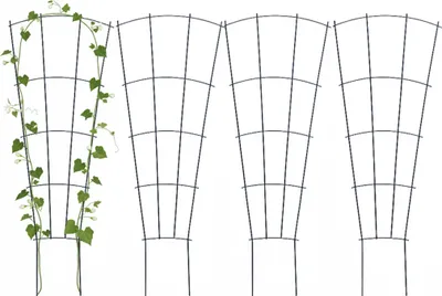 Obrázok produktu pre Relaxdays Kovová opora pre rastliny, sada 4 ks, opora pre popínavé rastliny, kvetináč a záhradný kvetináč, V x Š: 82 x 31 cm, opora pre kvety, čierna