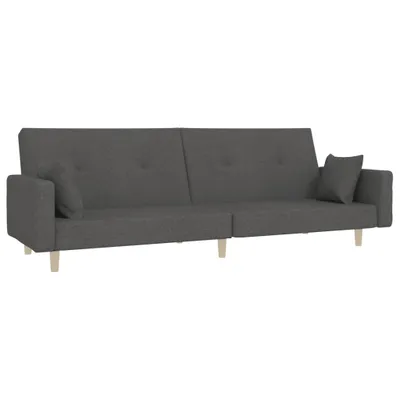 Produktbild von vidaXL Schlafsofa 2-Sitzer mit 2 Kissen Dunkelgrau Stoff