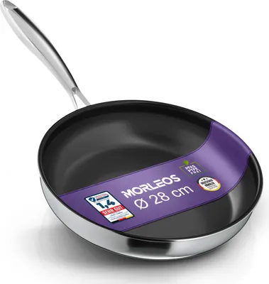 A close-up studio shot of a frying pan.
