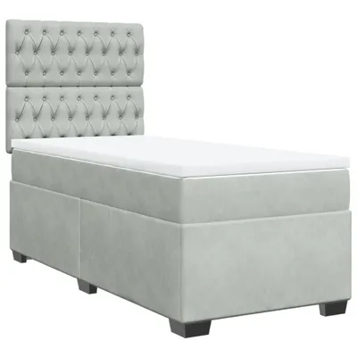 Produktbild von Boxspringbett mit Matratze Hellgrau 90x200 cm Samt
