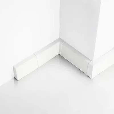 Produktbild von DQ-PP Sockelleiste PVC 200cm + Dübel | Kabelkanal | Fussleiste | Farbe: Weiß | Höhe: 55mm | ; LPB55.2M