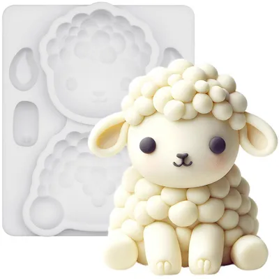 Image de Moulette en silicone, forme mouton, thème ferme, pour décoration de gâteaux, 8,3 cm