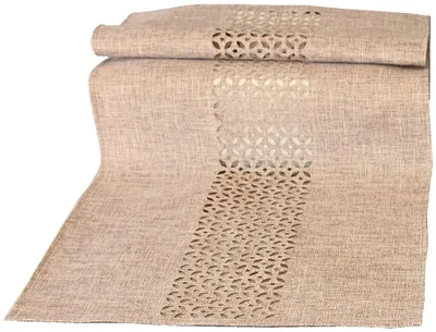 Productafbeelding van Tafelkleed met open ornamenten, lichtbruin, 40x90 cm