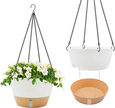 Immagine prodotto di Vaso da fiori sospeso, 30 cm, set da 2, in plastica, per balcone