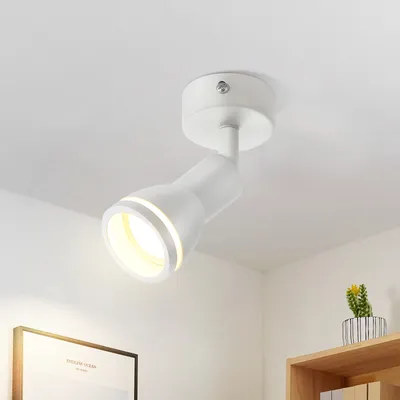 Zdjęcie produktu dla ZMH LED lampa sufitowa biała 1 płomienna lampa sufitowa GU10 obrotowy nowoczesny reflektor ścienny metalowy do przedpokoju salonu kuchni sypialni bez żarówki