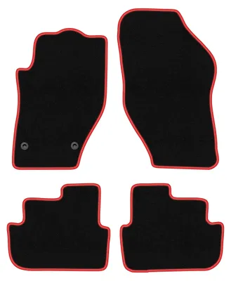 Image de Tapis de sol en moquette pour Peugeot 308 CC 2007-2013 (cabriolet) – jeu 4 pièces, noir/rouge, sur mesure – Wielganizator CARLUX