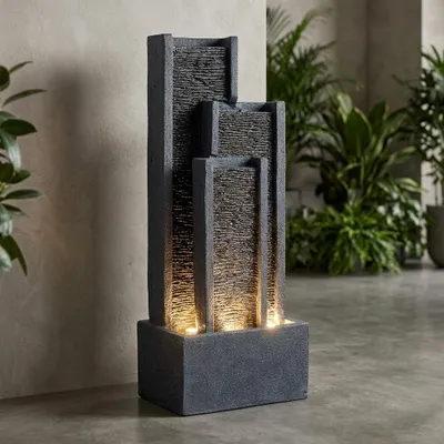 Produktbild von Gartenbrunnen BK903 Wasserwand 99 cm Standbrunnen Springbrunnen mit Beleuchtung Wasserfall Gartendeko, KI-generiertes Bild